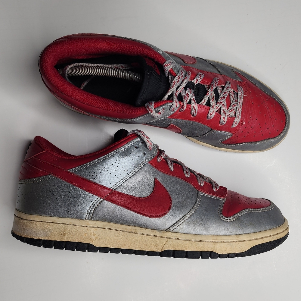 Nike Dunk Low CL Ultraman Mens sneakers Metallic Silver Gray Red Size 12
